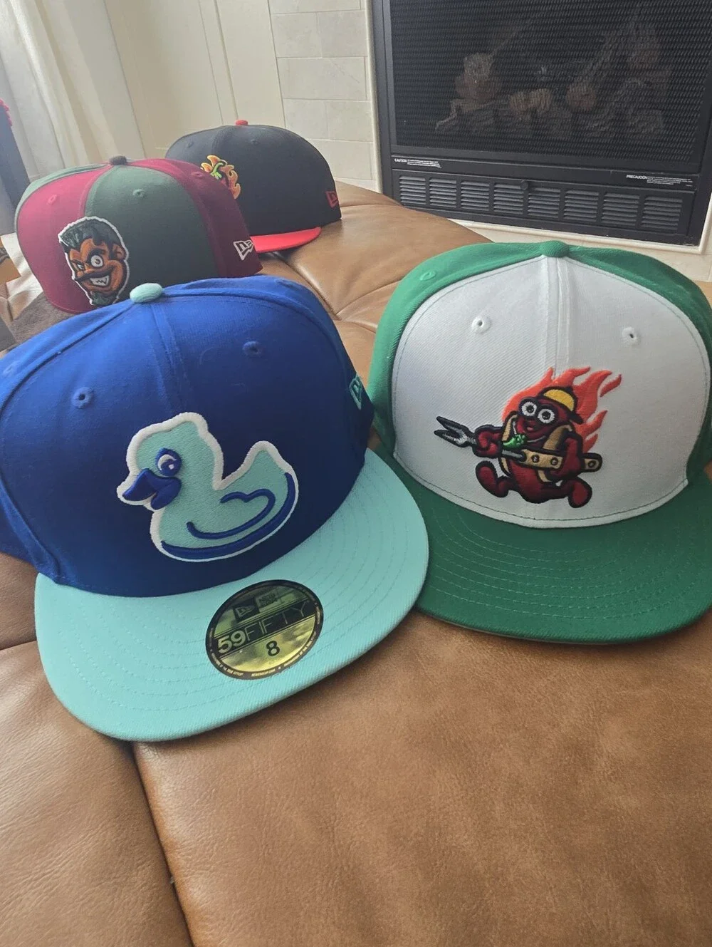 Lot Of 11 Akron Rubber Ducks New Era 5960 Hats MiLB Minor League Baseball Size 8